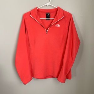 North Face Pink 1/4 Zip Fleece pullover Sz M